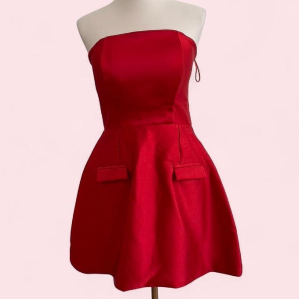 Hybrid Apparel Red Strapless Peplum Mini Dress — Size S (fits 4/6)